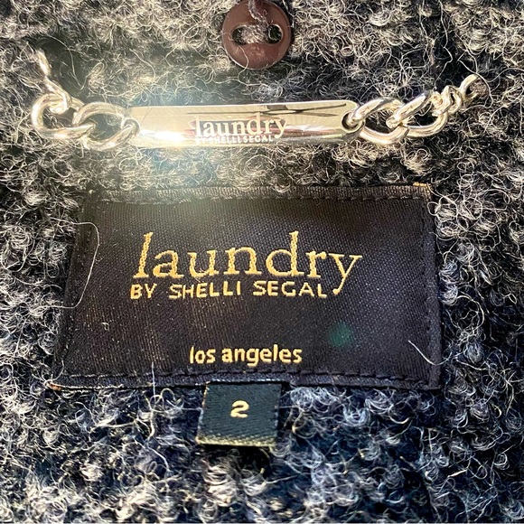 ❤️Laundry by Shelli Segal ❤️ 2. Grey Bouclè Coat w/ Brass buttons, flared style - Picture 6 of 16